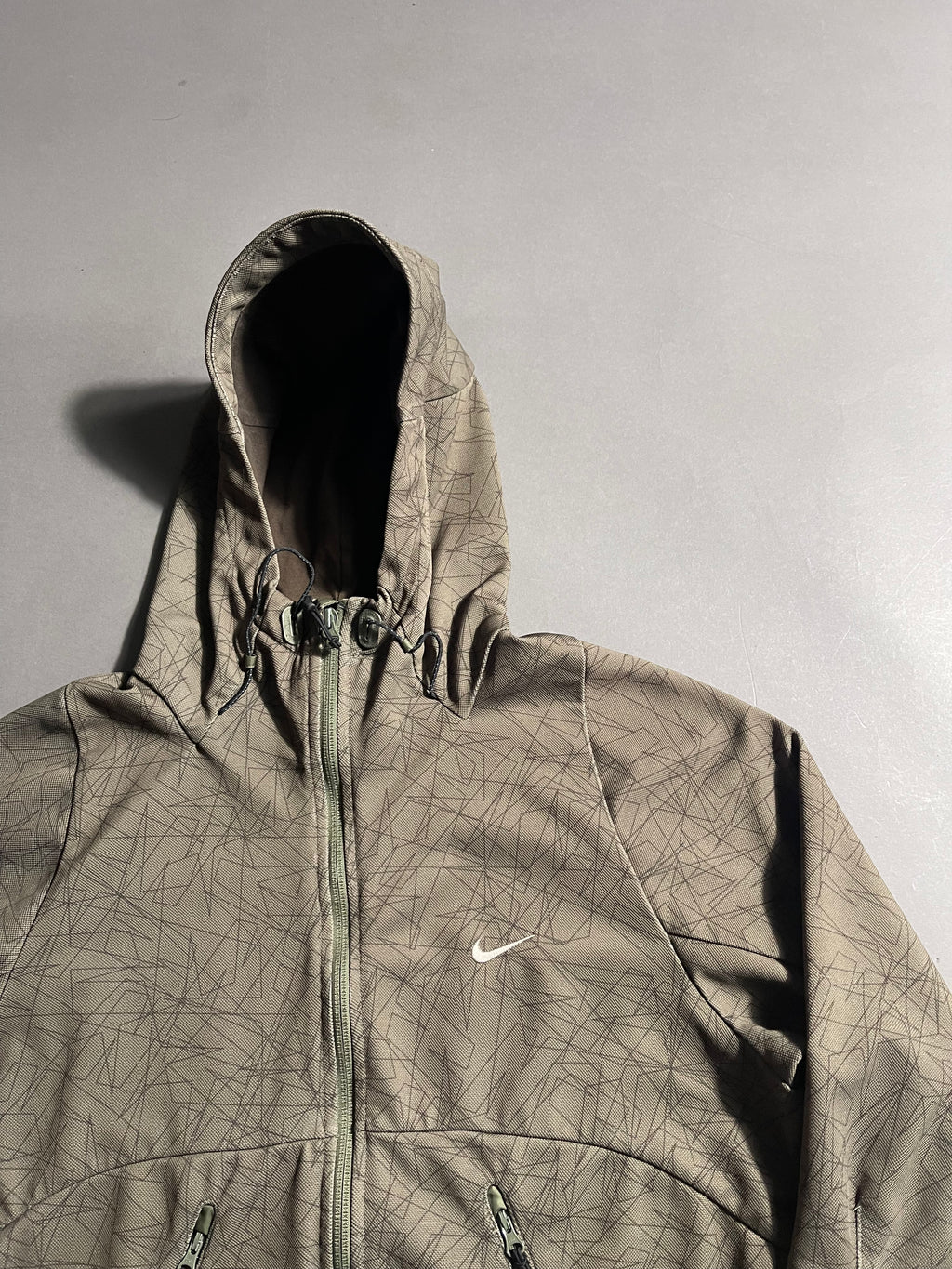 Nike Vintage Y2K Zip-Hoodie Windbreaker Utility Military Style S Mens