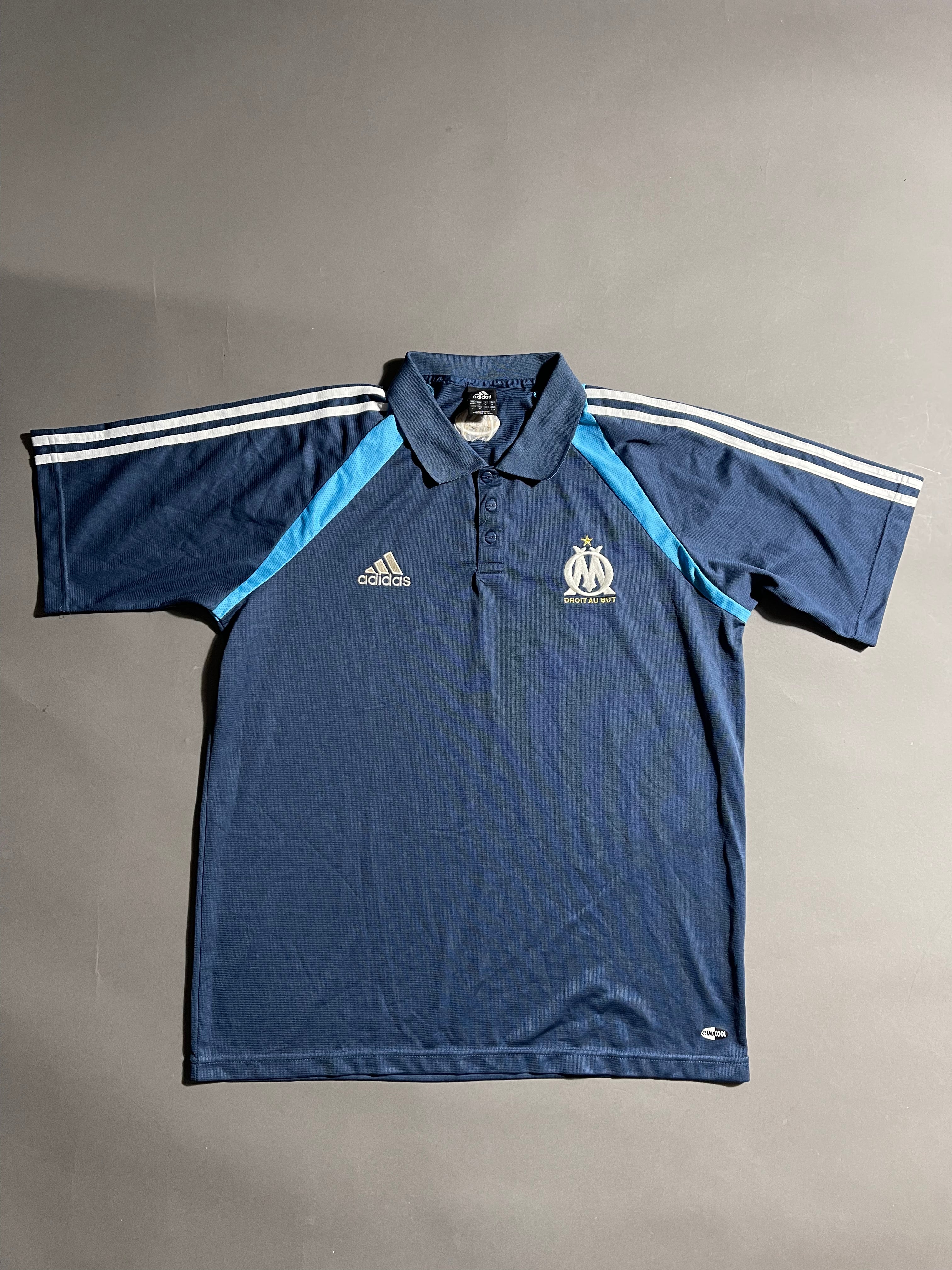 Adidas x Olympique Marseille Vintage Y2K Polo Shirt L Mens
