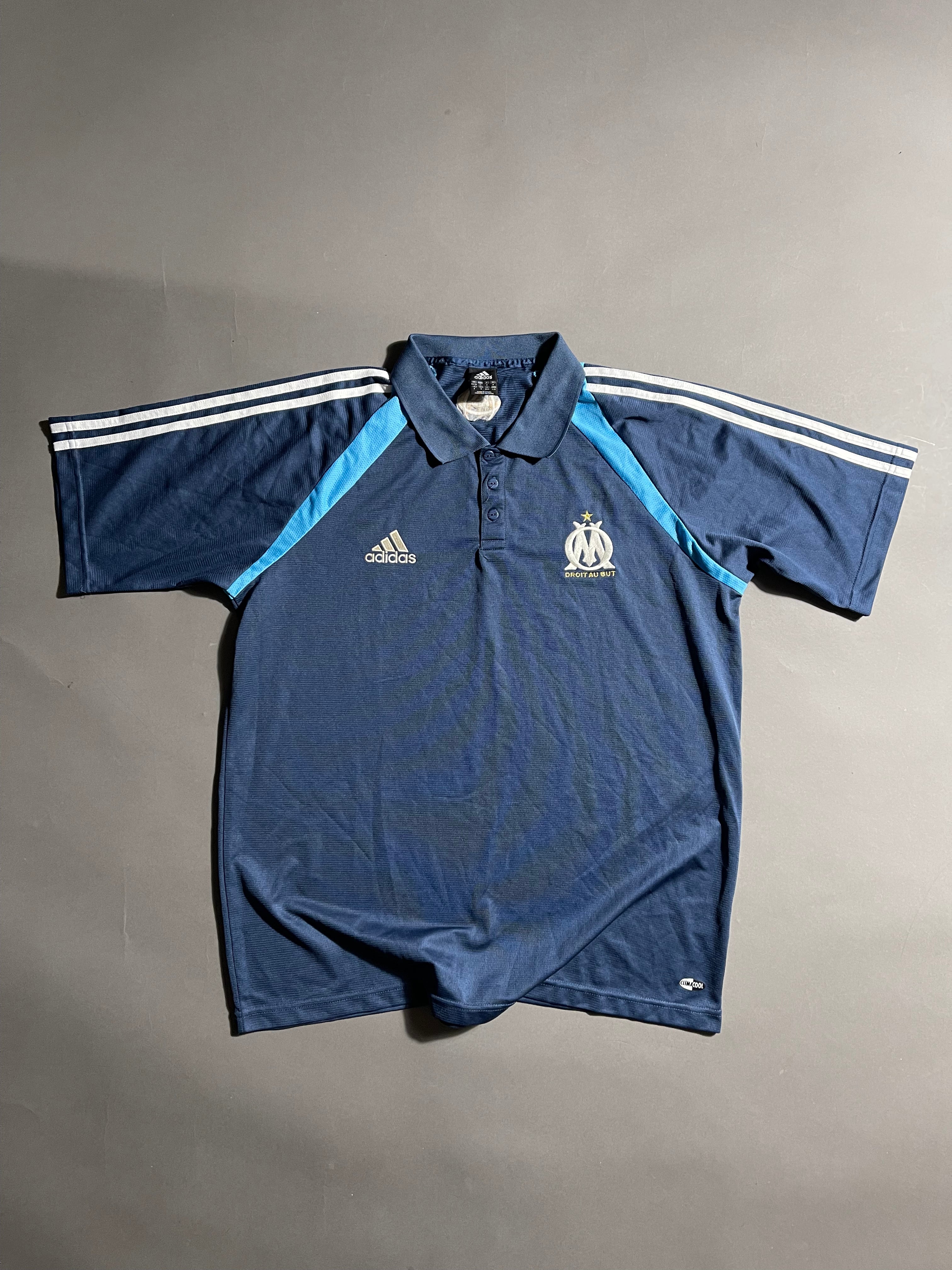 Adidas x Olympique Marseille Vintage Y2K Polo Shirt L Mens