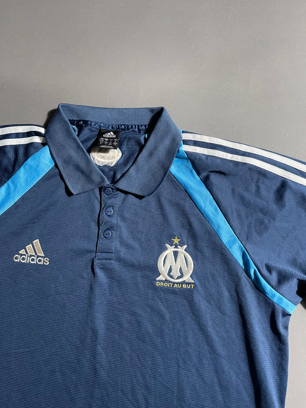 Adidas x Olympique Marseille Vintage Y2K Polo Shirt L Mens