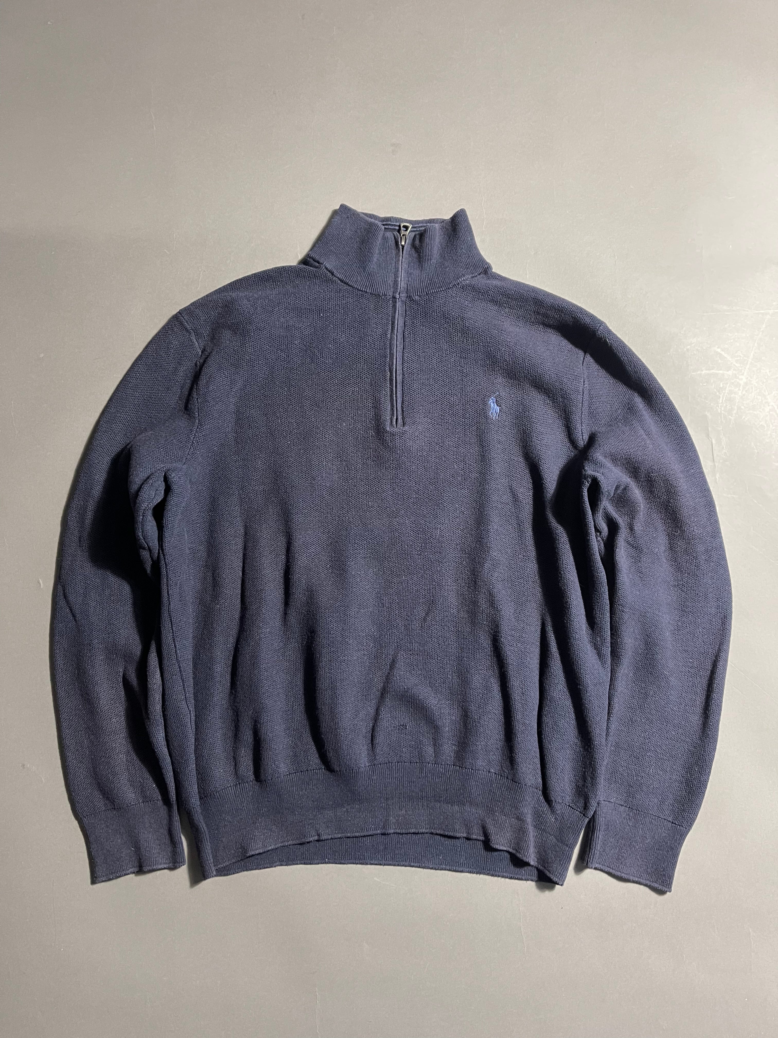 Polo Ralph Lauren Vintage Y2K Sweatshirt Zip 1/4 Knit L Mens
