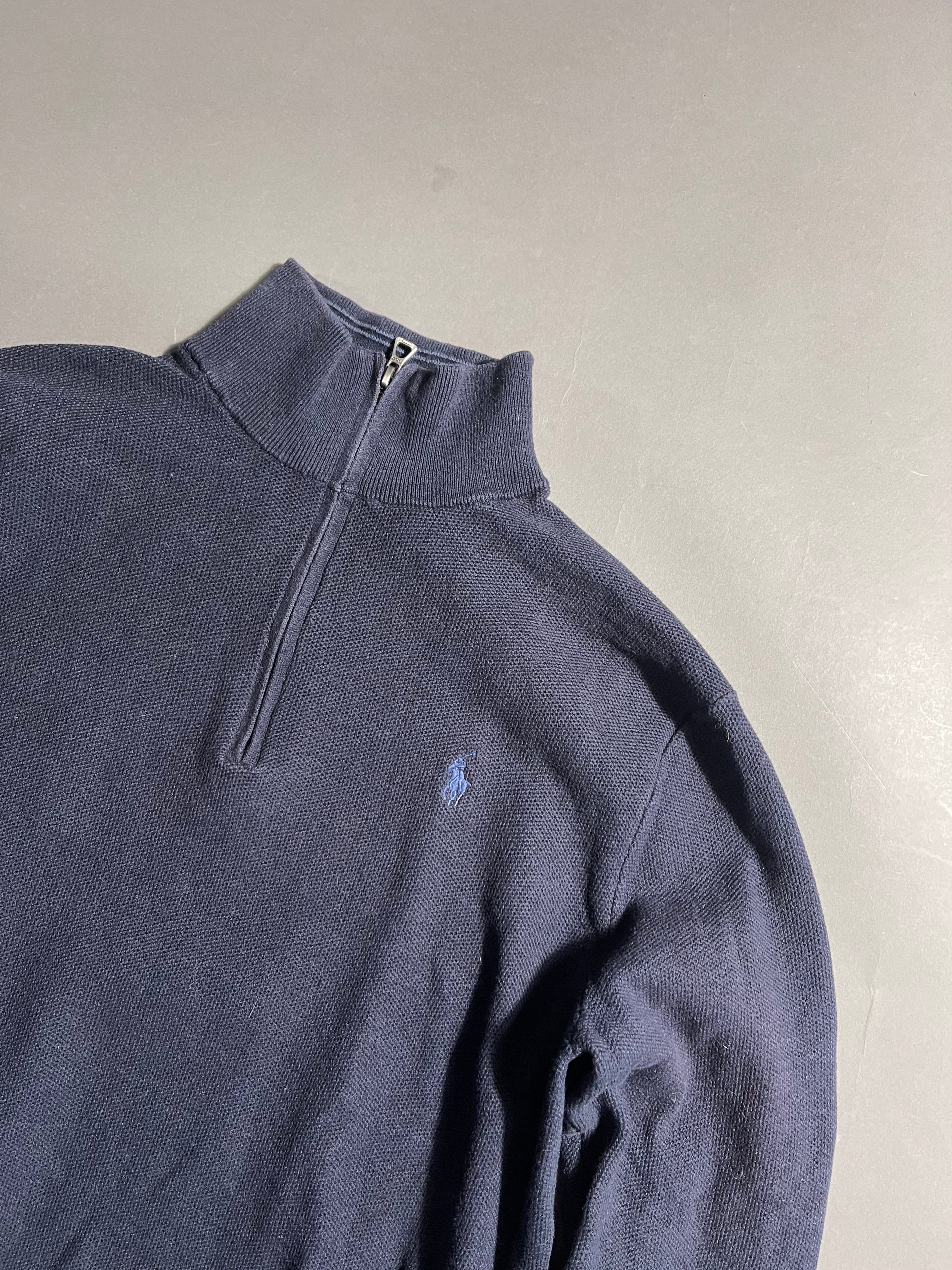 Polo Ralph Lauren Vintage Y2K Sweatshirt Zip 1/4 Knit L Mens