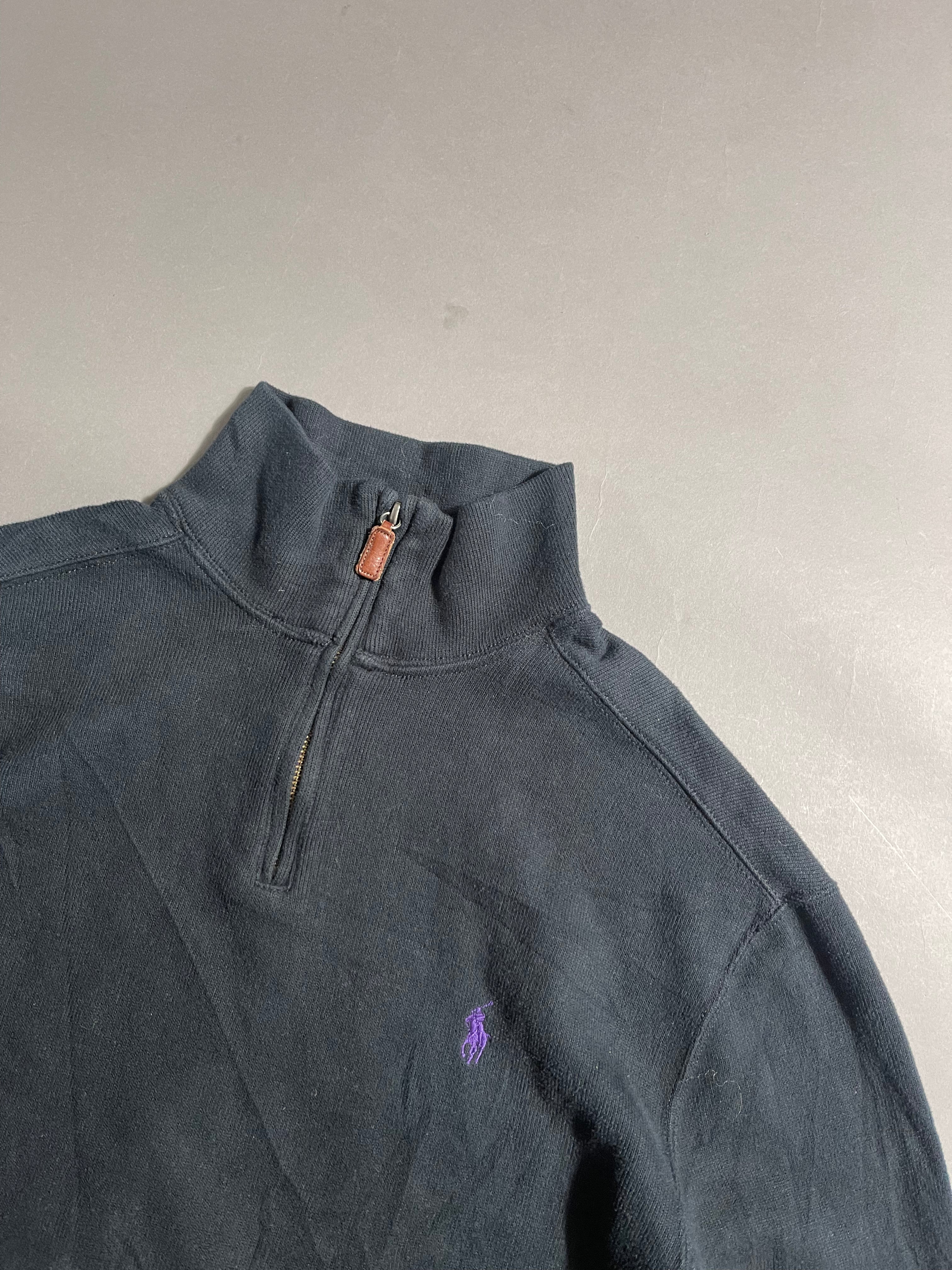 Polo Ralph Lauren Vintage Y2K Sweatshirt Zip 1/4 Knit L Mens