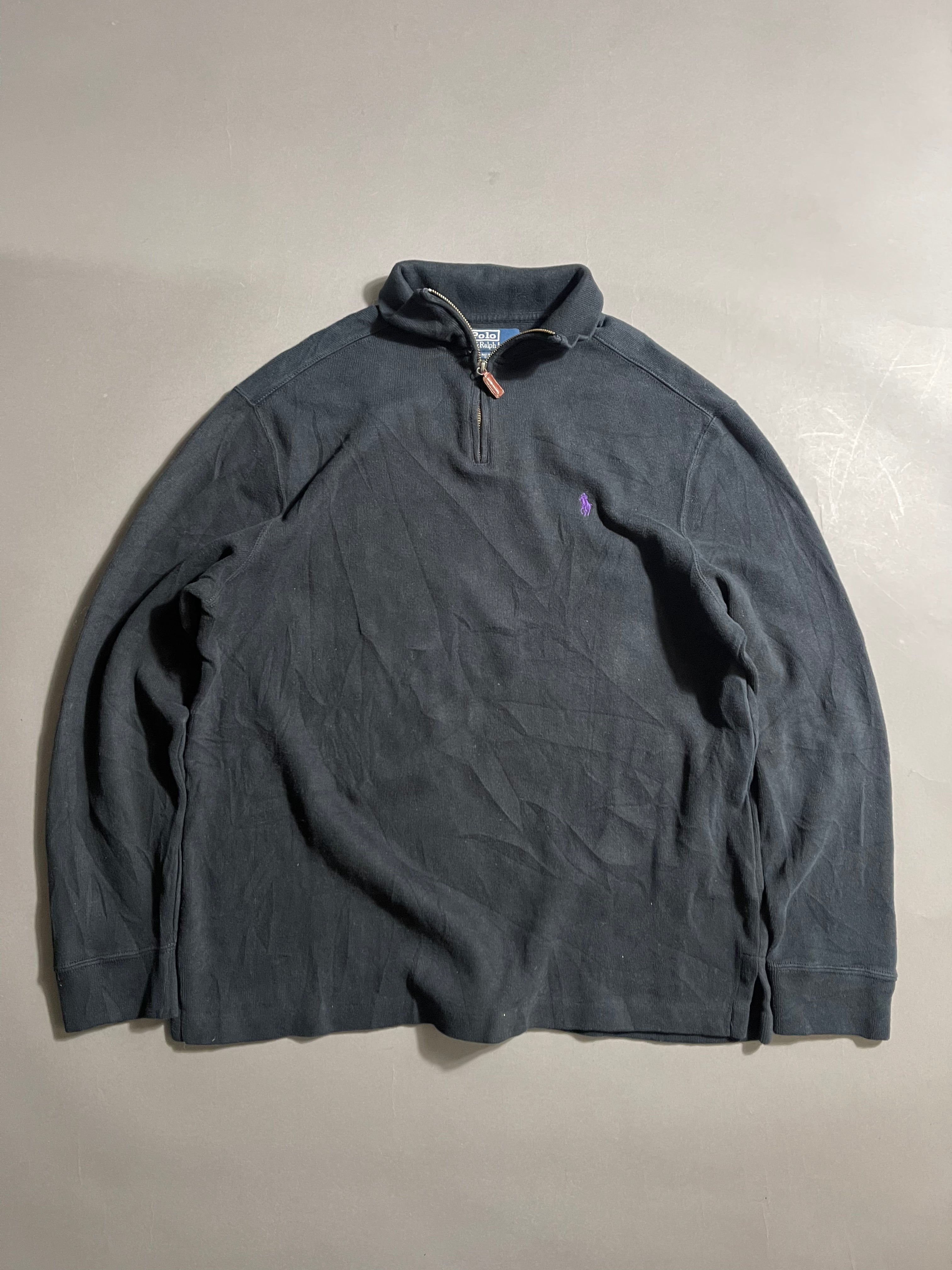 Polo Ralph Lauren Vintage Y2K Sweatshirt Zip 1/4 Knit L Mens