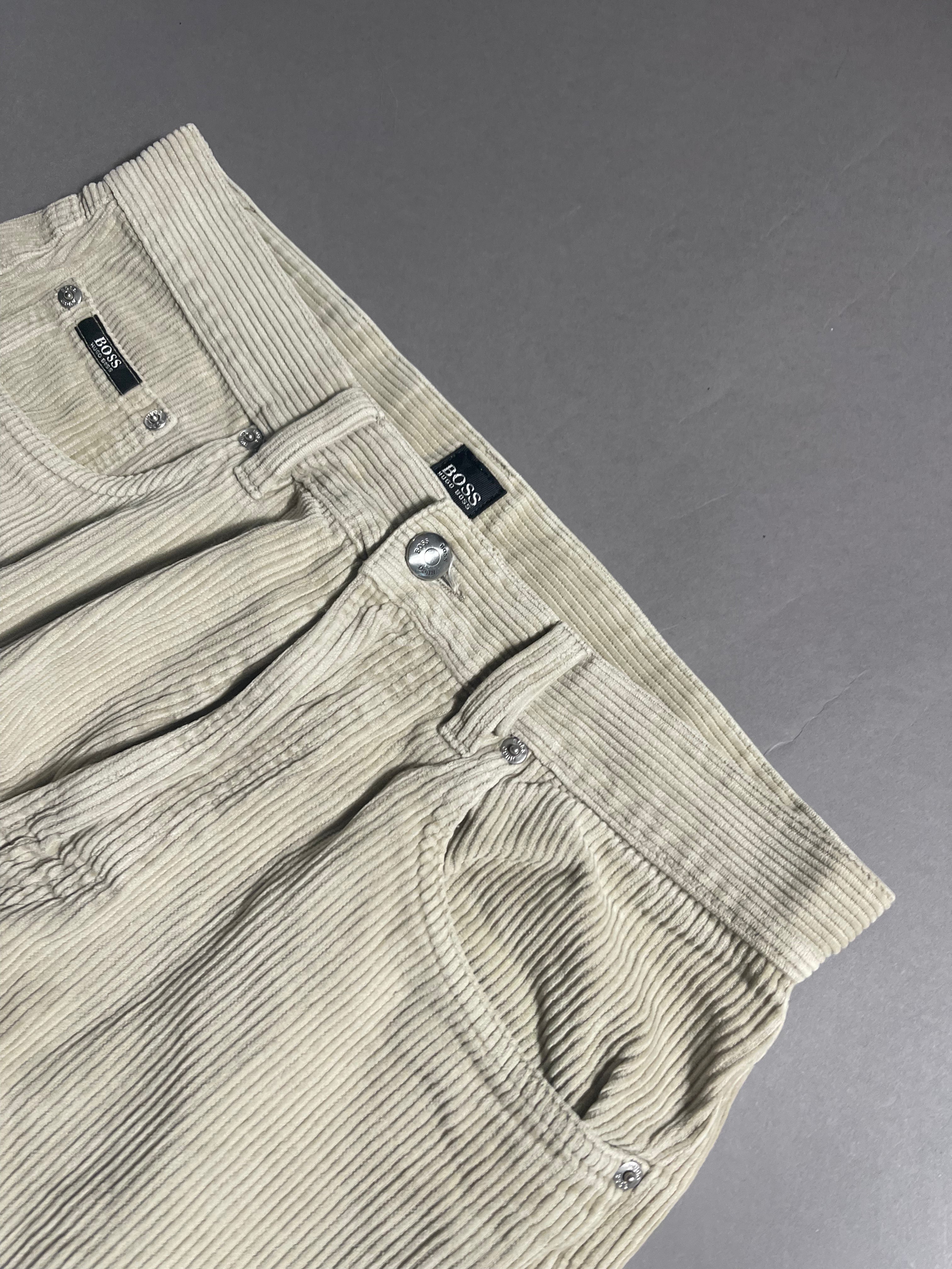 Hugo Boss Cord Vintage Y2K Straight Leg Baggy Pants M Mens