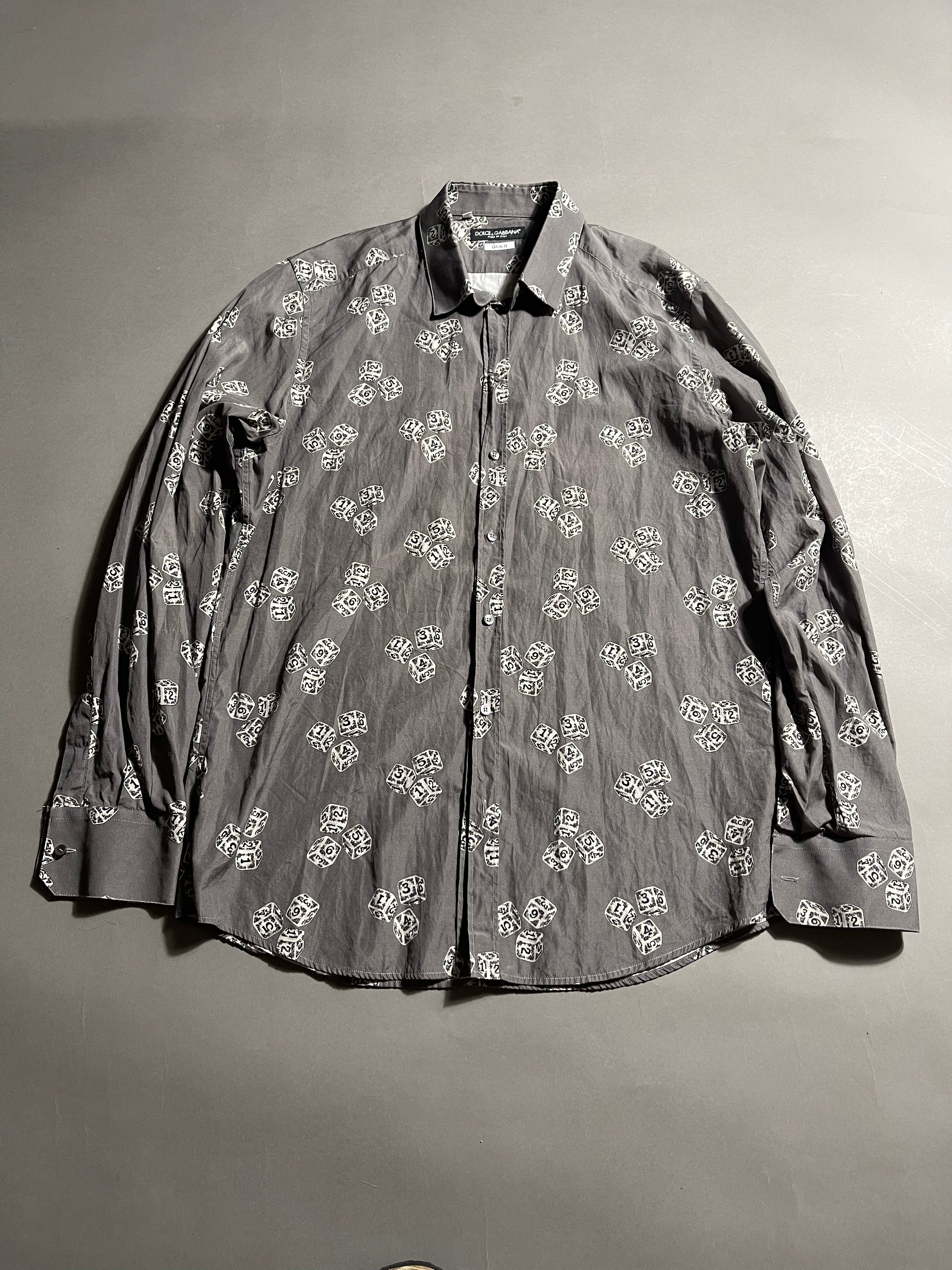 Dolce & Gabbana Let's Dice Long Sleeve Shirt Vintage Y2K Polo Shirt L Mens