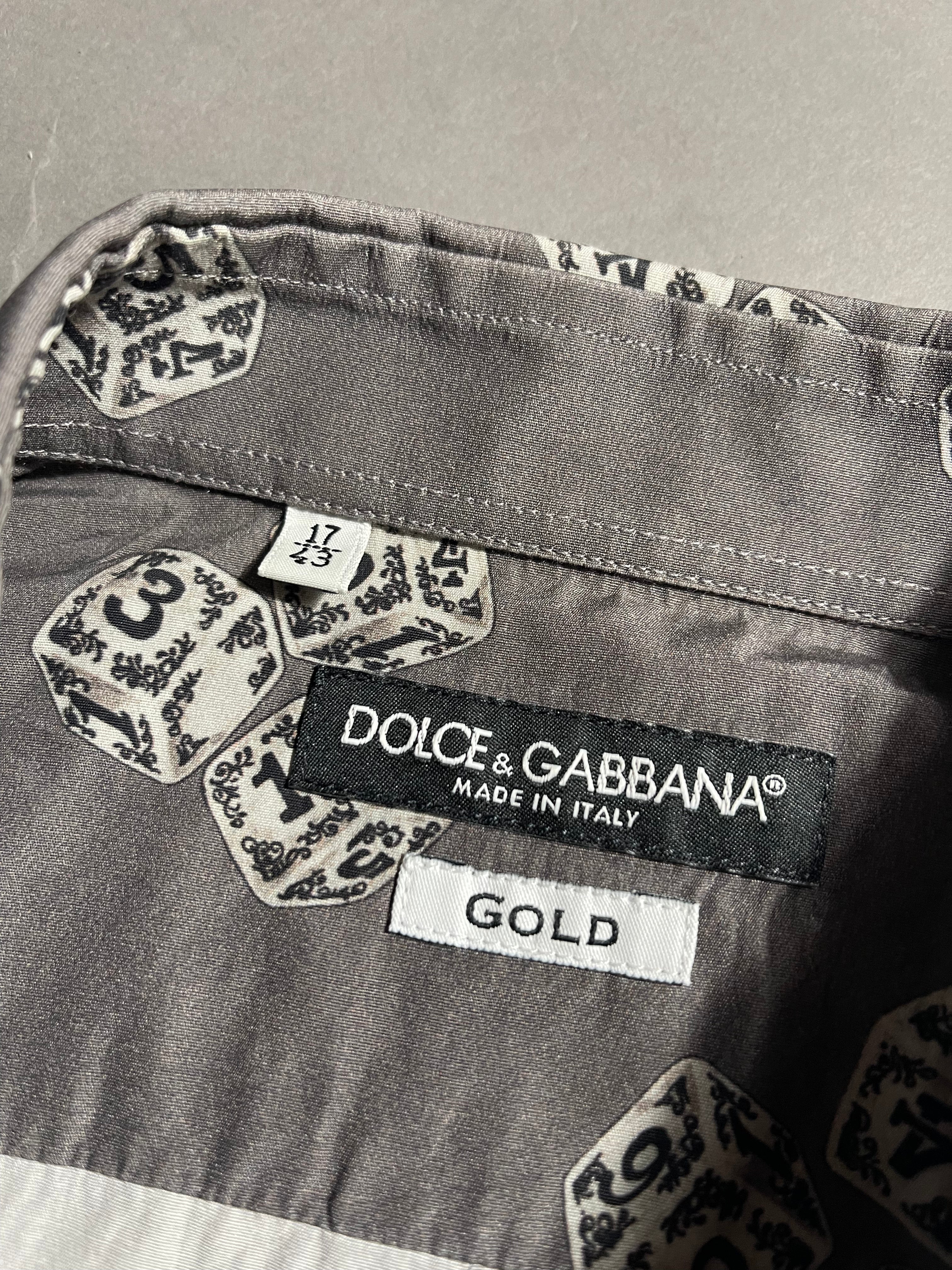 Dolce & Gabbana Let's Dice Long Sleeve Shirt Vintage Y2K Polo Shirt L Mens