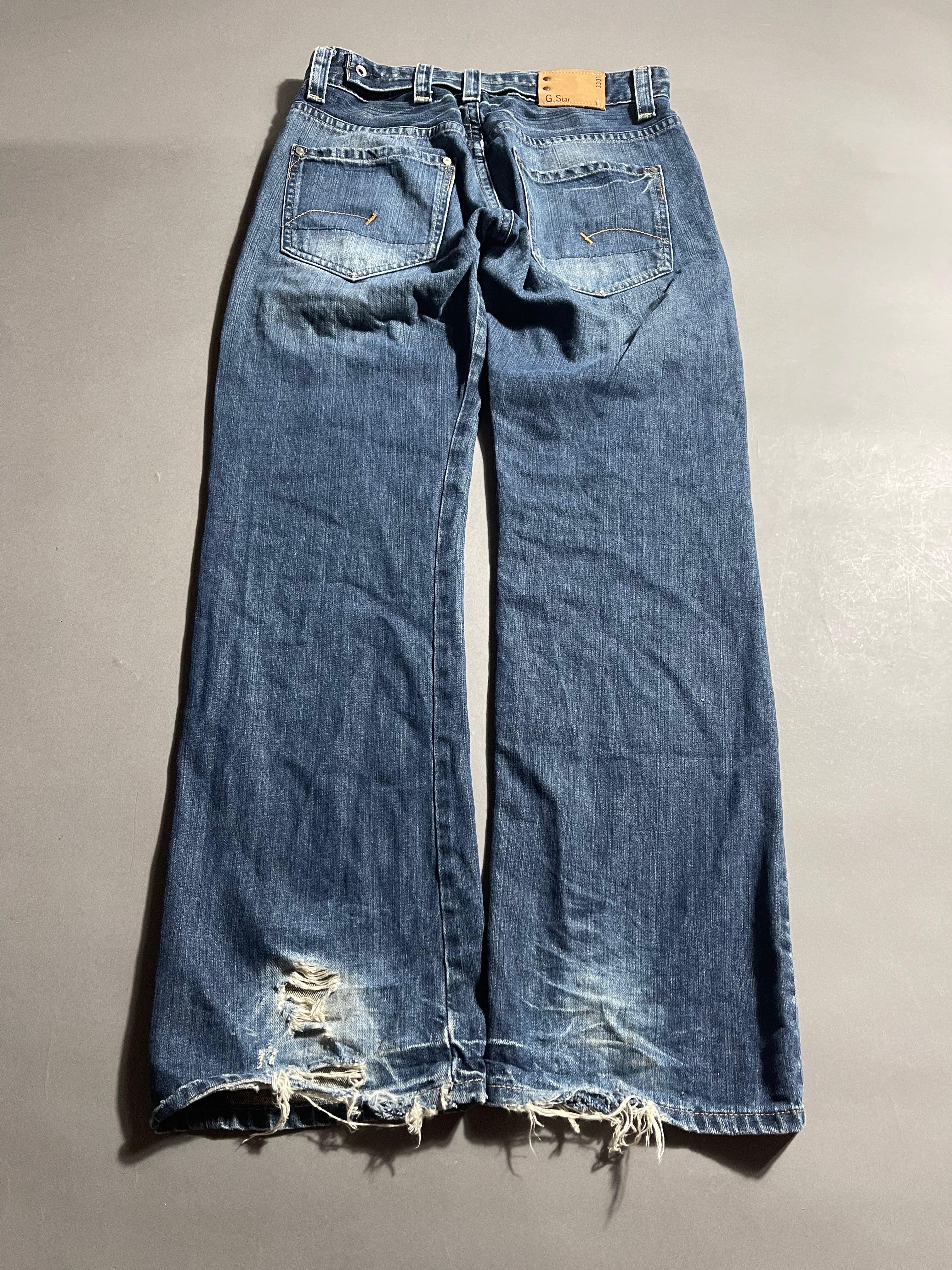 G-Star Raw Distressed Vintage Y2K Straight Leg Baggy Jeans L Mens